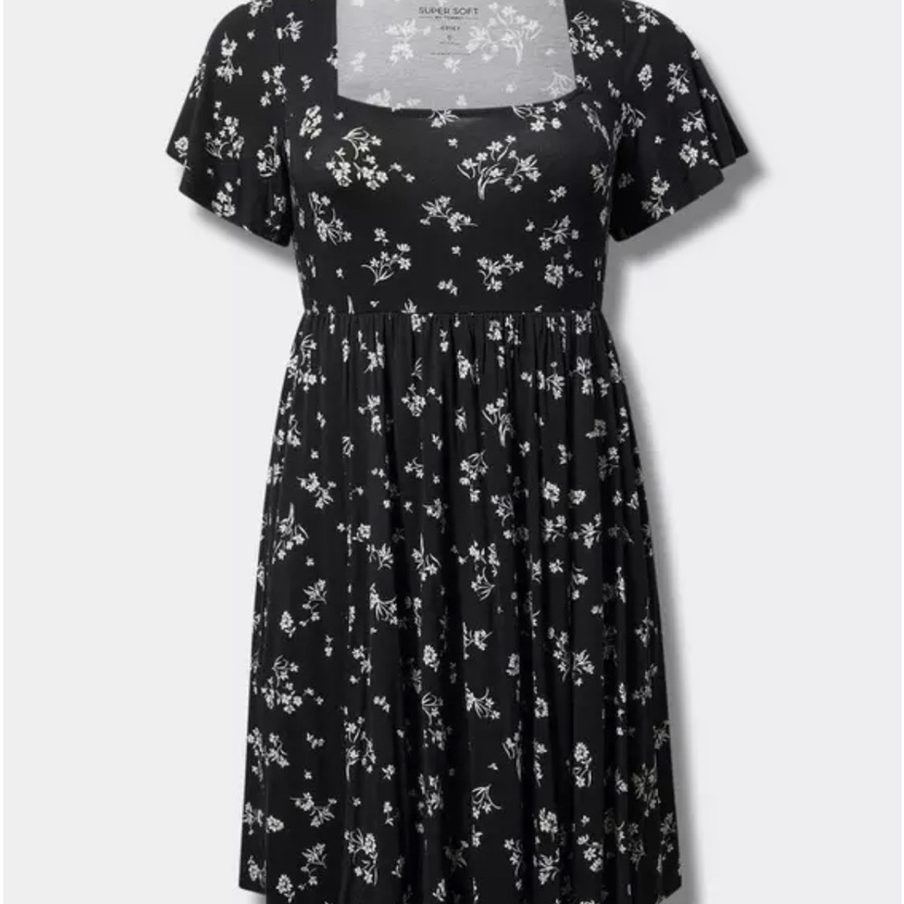Torrid Black and White Floral Mini Dress